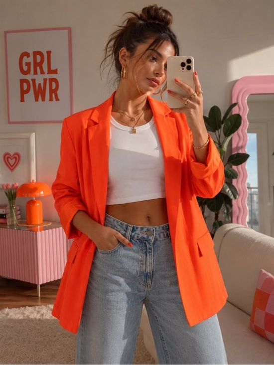 Steve Madden Jackets & Blazers - Steve Madden Neon Orange Blazer‎ NWT Size Medium LE1